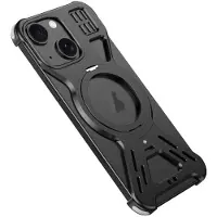24.Se Bakskal i metall med ställ till iPhone 15 - Svart