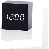 24.Se Väckarklocka i trä med LED skärm - Svart / Vit