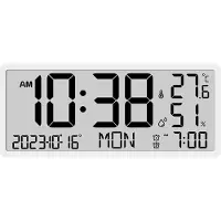 24hShop Digital väggklocka med datum, temperatur och fuktighetsmätare - Vit