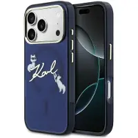 Karl Lagerfeld IML Choupettes Karl Script Logo MagSafe-fodral för iPhone 17 Pro - Blå