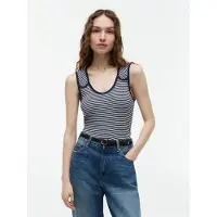 Tommy Hilfiger Gold Tone Button Ribbed Tank Top
