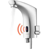 Vevor Beröringsfri badrumsblandare, automatisk rörelsesensor toalettblandare, handsfree justerbar kall varm vattenblandare med ett handtag batteridriven för 9,5 mm rör, förkromad silver