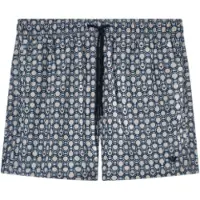 Emporio Armani för män. EM000583_AF20439 Korta badbyxor med blandade marinblå mönster (XL), Strandkläder, Polyester, Marino