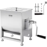 Vevor manuell köttblandare, 60L köttbearbetningsutrustning med fast tank (blandning max 60LBS för kött), köttblandare i rostfritt stål, korvblandare med lockhandtag, växelreducerare, handmixer för nöt