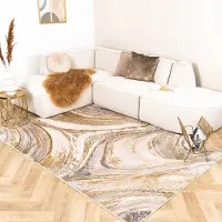 FRAAI Marmormönstrad matta | Leonore Noce gräddvit/brun | 200x290 cm | Polyester | Asymmetrisk | Rektangulär | Låg lugg
