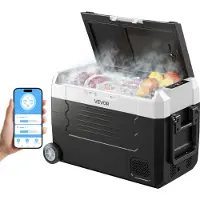 Vevor Bilkylskåp, DC 12/24V AC100-240V Kompressor Elektrisk Kylare, -20°C till 20°C Lastbilskylskåp med App-kontroll, Hjul och Dubbelzon, 35L Bilkylskåp för Husbilar, Båtar, Camping, Fiske