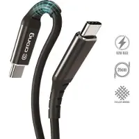 Crong Armor Link - USB-C till USB-C 60W 3A flätad kabel Snabbladdning 25cm (svart)