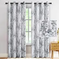 Yiran Furniture Blommig Akvarell Högskuggande Gardiner för Kök Gardin för Vardagsrum Modern Sovrumsgardin Skärmning Fönsterdraperier 2 st W80 X H185cm X 2&Grommet Top