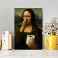 DIMENGQI Mona Lisa Rolig Toalett Canvasprint Poster Vintage Abstrakt Konst Figur Målning Tvättrum Toalett Hallväggskonst Heminredning 40x50cm