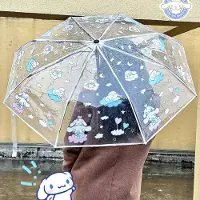 Versatile umbrella Transparent Cartoon Paraply Ins Automatisk hopfällbar parasoll Bärbar Vindtät Söt Anime Paraply Regnkläder Girl Födelsedagspresenter