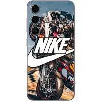 CAPACHEAP Fodral för Samsung Galaxy S25 nike logotyp vit motorcykelhjul svart