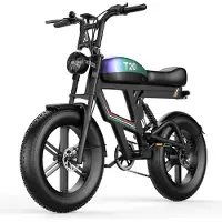 Aairsk Elcykel för Vuxna, 250W Motor, 48V 20AH Avtagbart Batteri, 25km/h, 7-växlad, Dubbel Fjädring 20 Feta Däck E-Mountainbike NFC svart