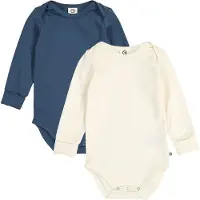 Müsli Bodies l/ä - 2-pack - Cozy Mig - Tofu/Marinblå - - 1 år (80) - Body L/Ä