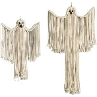 Tlily 2ST HalloweenParty Makrame Väggbonader Witchy Spooky Heminredning Mörk Academia Gothic Boho Art