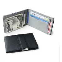 INF Slim plånbok för män, PU-läder Bifold Money Clip Card Hållare Black