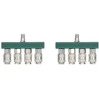Typecat 2X Luftkompressordelare med 4 Kopplingar & 1/4 Tums NPT-Plugg 1/4 Tums NPT Luftkopplingskoppling 4-Vägs Rakt Luftgrenrör