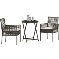 vidaXL Trädgårds Bistro Set 3 pcs Brun konstrotting