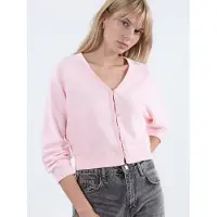 Busem V-ringad ribbad kort cardigan