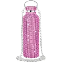 Melitt Diamond Rostfritt Stål Vattenflaska Portabel Glitter Strass Vattenflaska Crossbody Bling Termisk Kolv 600ml C