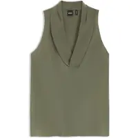 BOSS Sleeveless blouse in sandwashed silk with V neckline