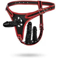 EasyToys - strap-on trosor med trippel dildo - svart