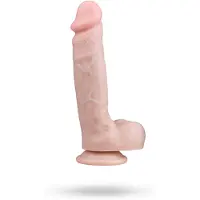 EasyToys - dildo med sugpropp och kulor - 22,5 cm - natur