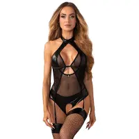 Obsessive Dominna - body - transparent, glansig effekt - svart