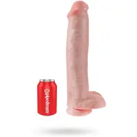King Cock 15 - dildo med pung och sugkopp (38 cm, naturfärg)