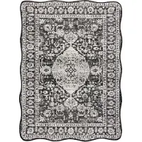 Rugsx ORGANIC 2762 sisalmatt Ornament, ram svart / ecru – modern oregelbunden form 240x330 cm