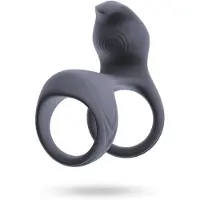 Beau Coeur Vylor - penis- och pungring med klitorisstimulator - grå