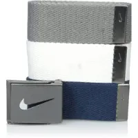 Nike Herrar 3-Pack Golf Webbrem, Vit/Grå/Mörkblå, One Size