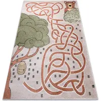 Rugsx Matta FUN Honey för barn, björn, bin beige 200x290 cm