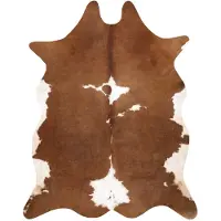 Rugsx Matta Artificial Cowhide, Ko G5070-2 brun vit läder 155x195 cm
