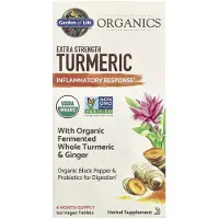Elämän puutarha,Garden of Life , Organics, Extra Strength Turmeric, Inflammatoriskt Svar, 120 Växtbaserade Tabletter