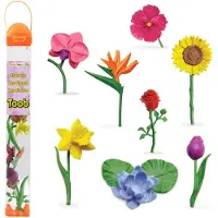 Safari Ltd. Blommor TOOB - Minifigurer av rostulpan Hibiscus Bird of Paradise Psklilja Solros Lotus Orchid - Pedagogiska leksaksfigurer fr pojk