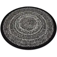 Rugsx Matta runda FLAT 48834690 SISAL Prickar svart cirkel 120 cm