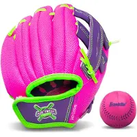 Franklin Sports Baseball Glove - AirTech Boys + Girls Youth Teeball Glove - Kid + Toddler Teeball + Baseball Mitt - Hger handkast - 8,5 " Pink/