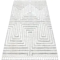 Rugsx Matta SEVILLA Z788A labyrinth, grekisk vit / grå Fringe Berber marockansk shaggy 180x270 cm