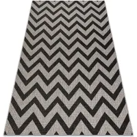 Rugsx MATTA SIZAL FLOORLUX 20340 silver / svart ZIGZAG 200x290 cm