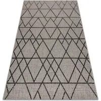 Rugsx MATTA SIZAL FLOORLUX 20508 silver / svart TRIANGLER 120x170 cm