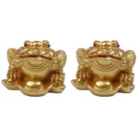 Torribaly 2X Chinese Feng Shui Money Lucky Fortune Wealth Frog Toad Coin Home Decoration Home Office Decoration Lucky Gifts Gold