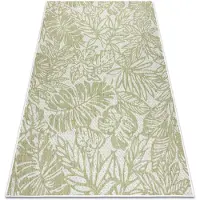 Rugsx Matta SISAL SION Blad, tropiska 22128 Flat vävd ecru / grön 140x190 cm
