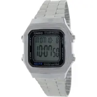 Casio herr vintage A178WA-1A Silver rostfritt stl kvartsklocka med gr urtavla