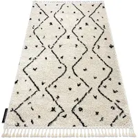 Rugsx Matta BERBER TETUAN B751 zigzag grädde Fringe Berber marockansk shaggy 160x220 cm