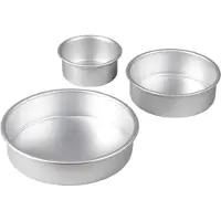 Wilton Aluminium Round Cake Pann 3-stycksuppsttning med 8-tums 6-tums och 4-tums kakpannor
