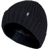 Heat Holder Mens 3.6 tog Fleece fodrad termisk Turn Over Cuff Winter Beanie Hat