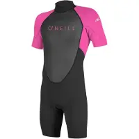 O'Neill Wetsuits Youth Reactor-2 2mm Back Zip Short Sleeve Spring Wetsuit Black/Berry 12