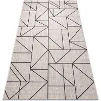 Rugsx MATTA SIZAL FLOORLUX 20605 silver / svart / beige TRIANGLER, GEOMETRISK 200x290 cm
