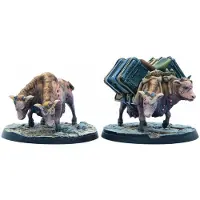 Modiphius Entertainment : Fallout: Wasteland Warfare - Kreaturer: Brahminflock - 2 Figurer, 32mm Omålade Resin RPG Miniatyrer