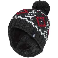 Heat Holder Mens Fleece Fodrad Termisk Vinter Varm Beanie Bobble Mössa med Pom Pom